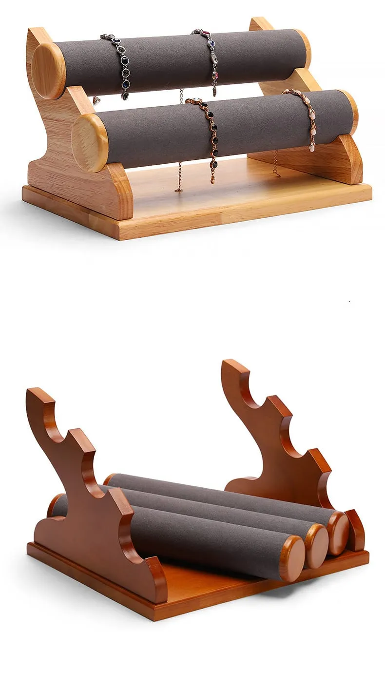Bracelet Bangle Display Stand Microfiber wood - Bl016