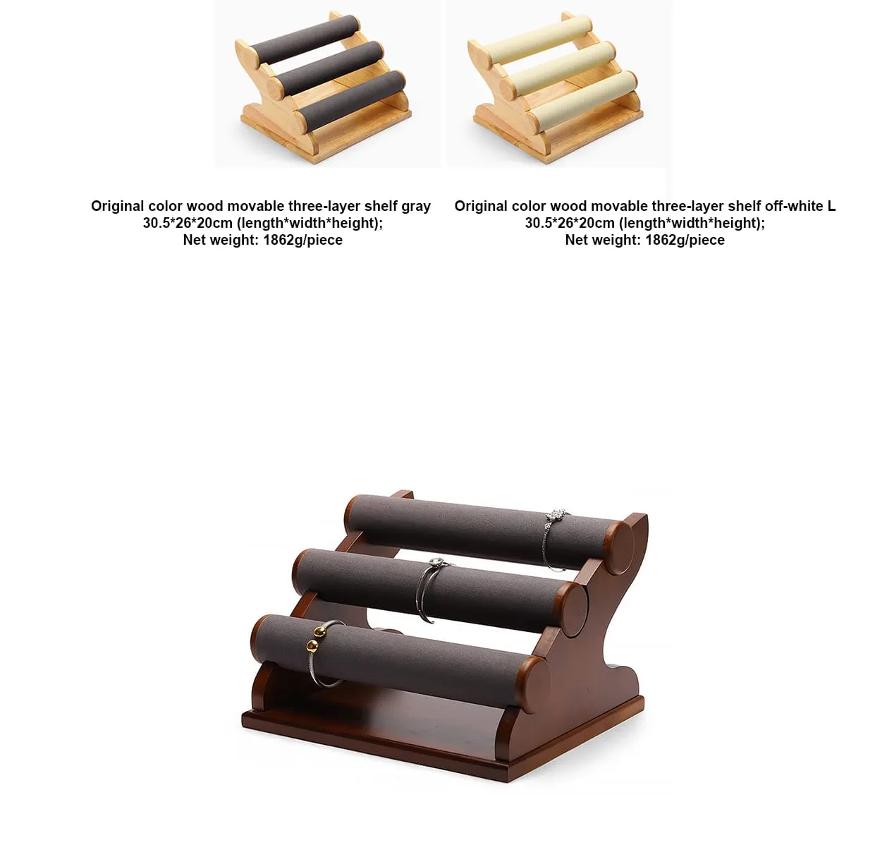 Bracelet Bangle Display Stand Microfiber wood - Bl016