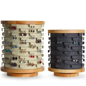 Earring Jewelry Display Stand GreyBeigegreen Color & VelvetWood Material ER017-a Earring Jewelry Display Stand GreyBeigegreen Color & VelvetWood Material ER017-a