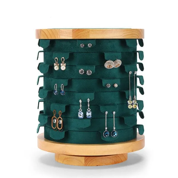 Earring Jewelry Display Stand GreyBeigegreen Color & VelvetWood Material ER017-b