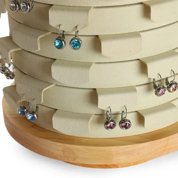 Earring Jewelry Display Stand GreyBeigegreen Color & VelvetWood Material ER017-d