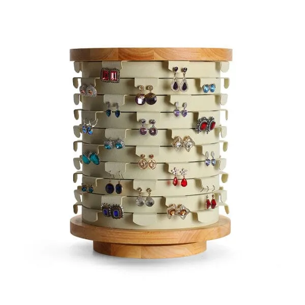 Earring Jewelry Display Stand GreyBeigegreen Color & VelvetWood Material ER017-e