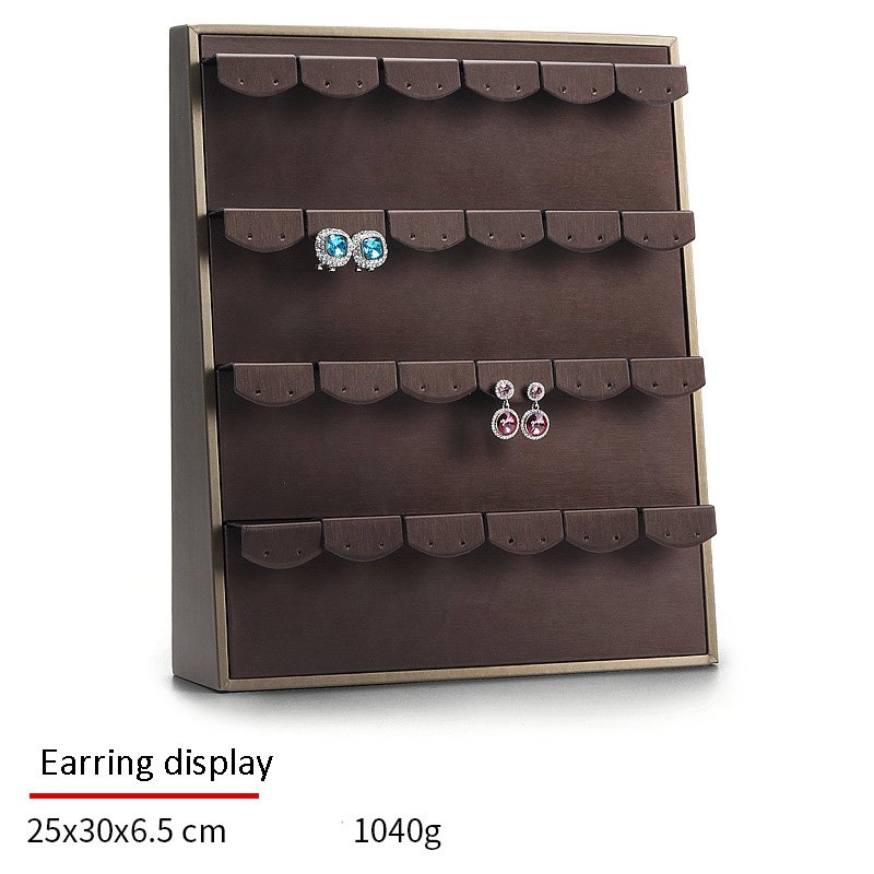 Jewelry Display Stand Set Brown and White Color, Leather Material - DS132-e