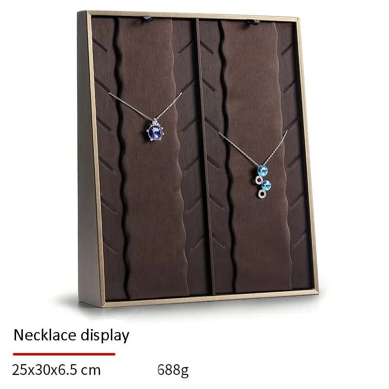 Jewelry Display Stand Set Brown and White Color, Leather Material - DS132-g