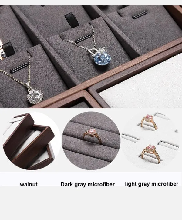 Jewelry Display Stand Set Grey Color & MicrofiberWood Material DS136-c