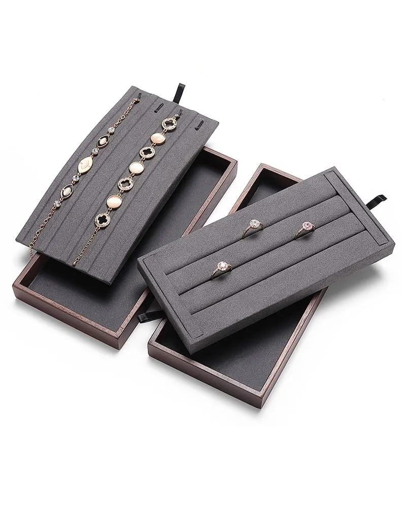 Jewelry Display Stand Set Grey Color & MicrofiberWood Material DS136-d