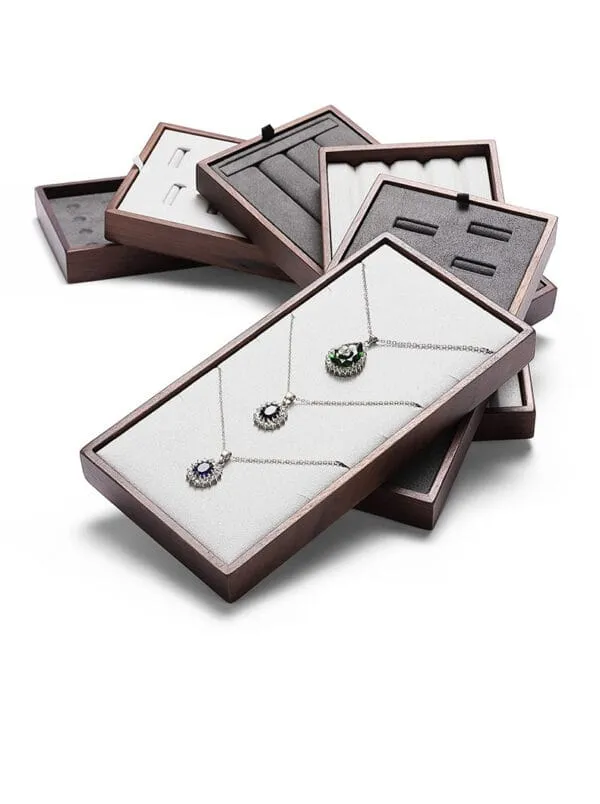 Jewelry Display Stand Set Grey Color & MicrofiberWood Material DS136-e