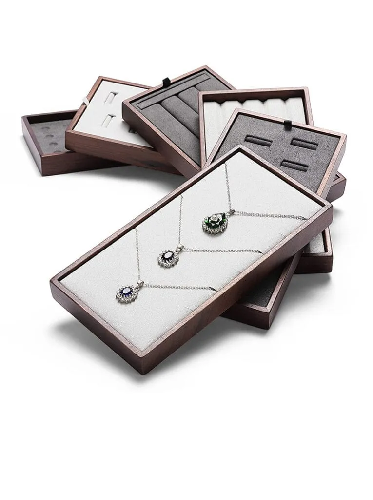 Jewelry Display Stand Set Grey Color & MicrofiberWood Material DS136-e