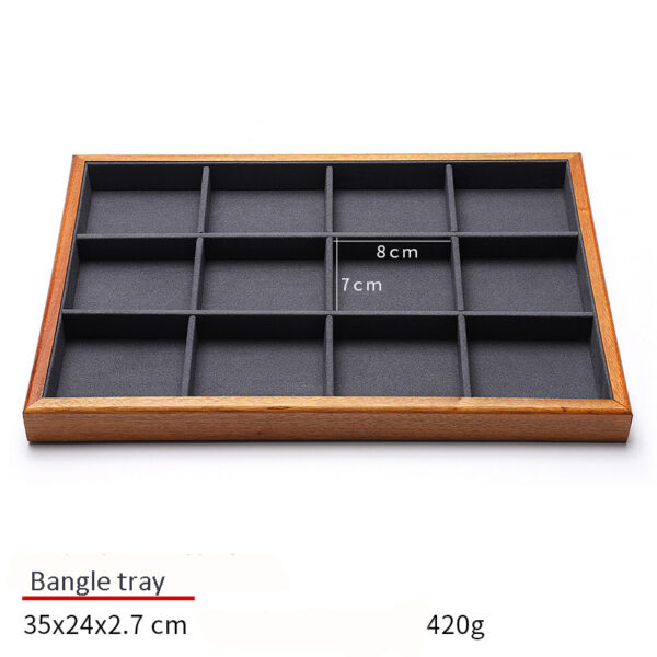 Jewelry Display Tray Multifunction, Pendant, Ring, Earring, Bangle, Chain, Stone, Flat Tray & Microfiber, Wood TR027-d