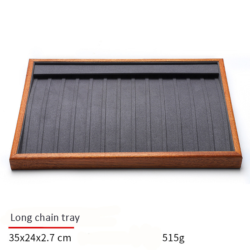 Jewelry Display Tray Multifunction, Pendant, Ring, Earring, Bangle, Chain, Stone, Flat Tray & Microfiber, Wood TR027-e