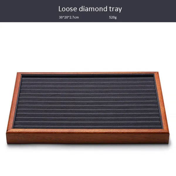 Jewelry Display Tray Multifunction, Pendant, Ring, Earring, Bangle, Chain, Stone, Flat Tray & Microfiber, Wood TR027-k