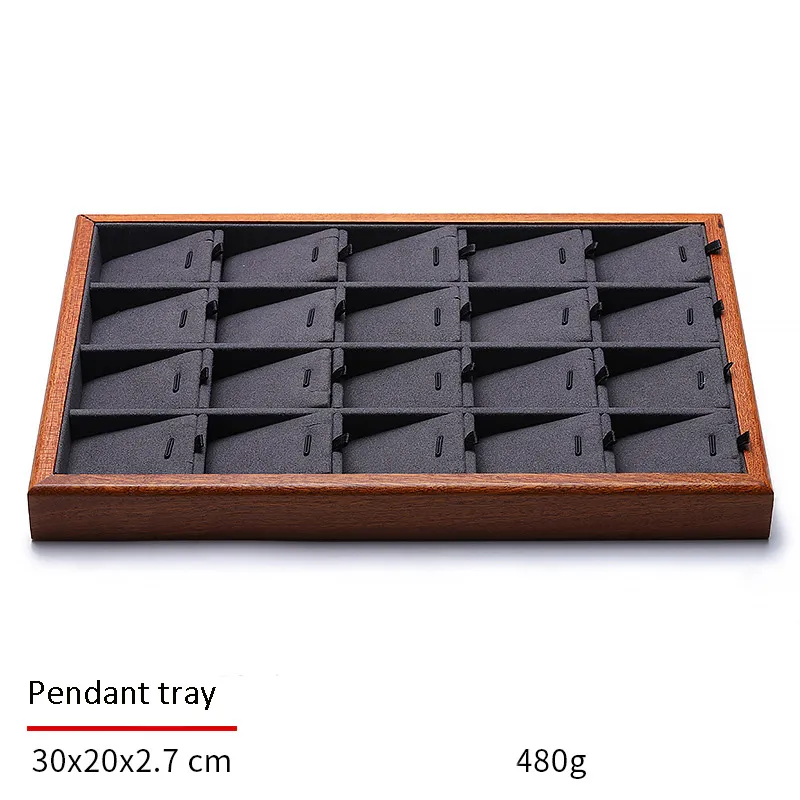 Jewelry Display Tray Multifunction, Pendant, Ring, Earring, Bangle, Chain, Stone, Flat Tray & Microfiber, Wood TR027-l