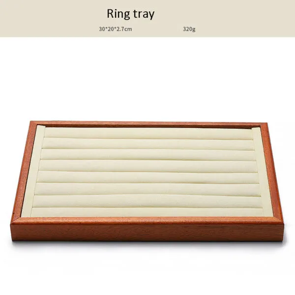 Jewelry Display Tray Multifunction, Pendant, Ring, Earring, Bangle, Chain, Stone, Flat Tray & Microfiber, Wood TR027-m