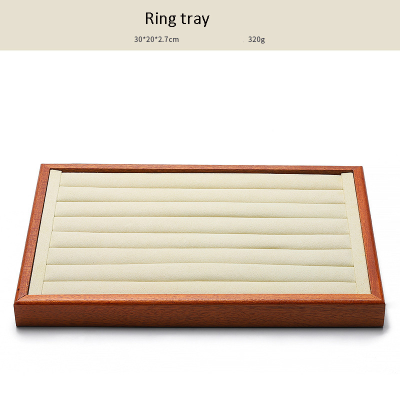 Jewelry Display Tray Multifunction, Pendant, Ring, Earring, Bangle, Chain, Stone, Flat Tray & Microfiber, Wood TR027-m