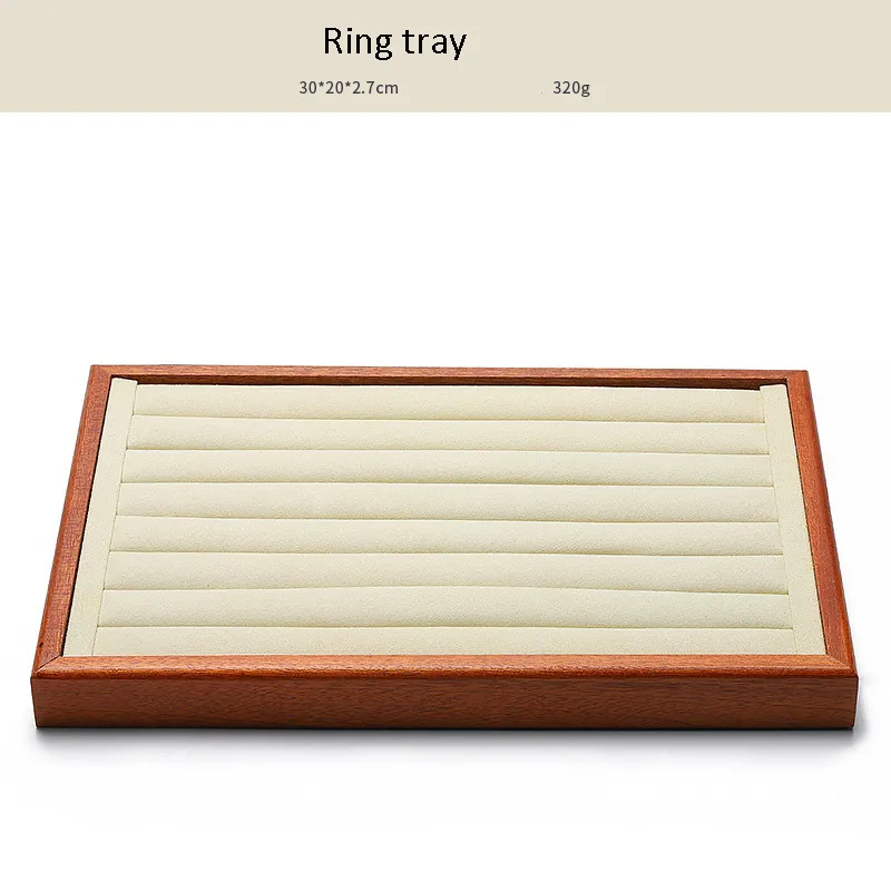 Jewelry Display Tray Multifunction, Pendant, Ring, Earring, Bangle, Chain, Stone, Flat Tray & Microfiber, Wood TR027-m