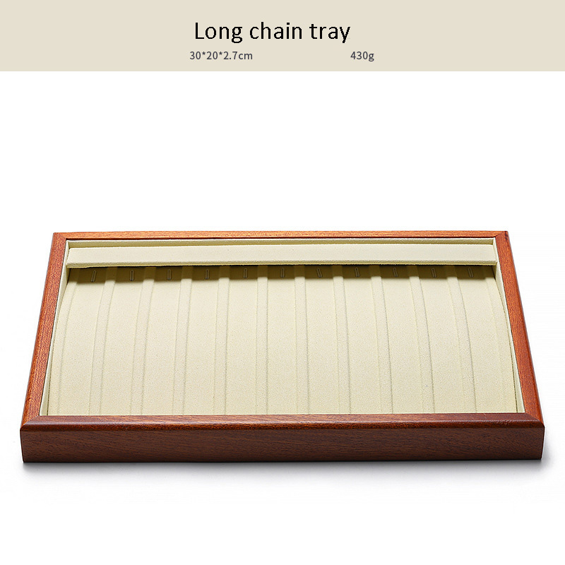 Jewelry Display Tray Multifunction, Pendant, Ring, Earring, Bangle, Chain, Stone, Flat Tray & Microfiber, Wood TR027-p