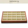 Jewelry Display Tray Multifunction, Pendant, Ring, Earring, Bangle, Chain, Stone, Flat Tray & Microfiber, Wood TR027-s