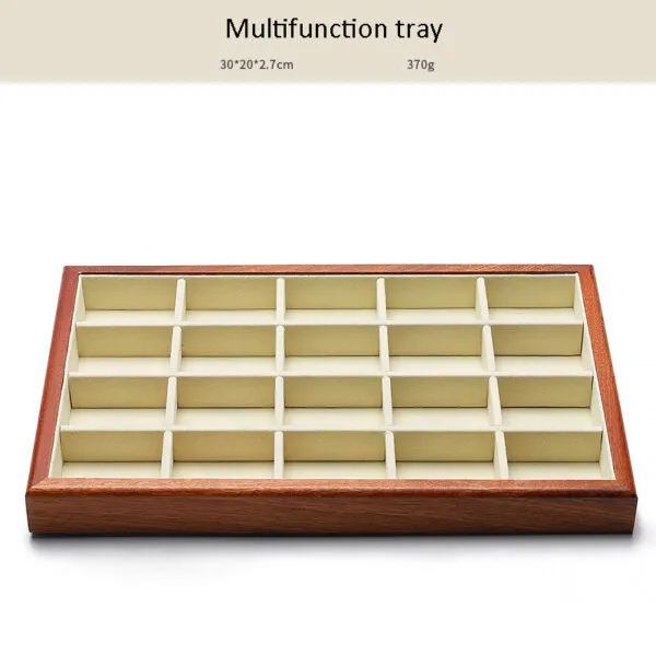 Jewelry Display Tray Multifunction, Pendant, Ring, Earring, Bangle, Chain, Stone, Flat Tray & Microfiber, Wood TR027-s