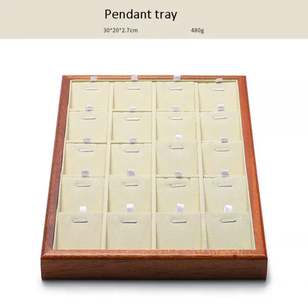 Jewelry Display Tray Multifunction, Pendant, Ring, Earring, Bangle, Chain, Stone, Flat Tray & Microfiber, Wood TR027-v