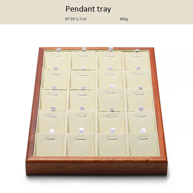 Jewelry Display Tray Multifunction, Pendant, Ring, Earring, Bangle, Chain, Stone, Flat Tray & Microfiber, Wood TR027-v