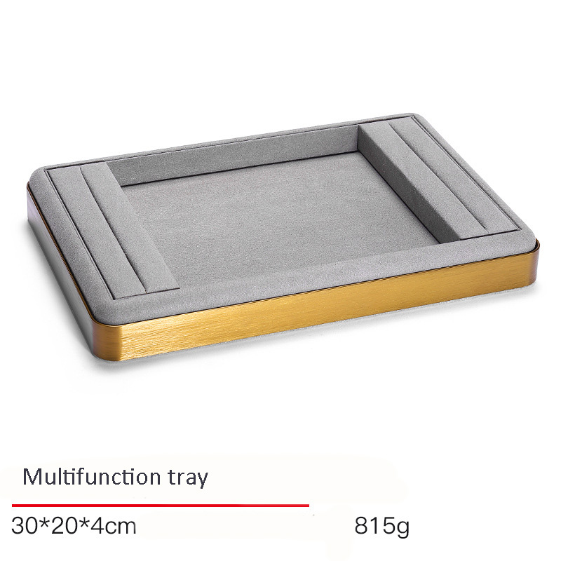 Jewelry Display Tray Multifunction, Pendant, Ring, Earring, Flat Tray & Microfiber, Wood TR028-b