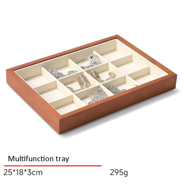 Jewelry Display Tray Multifunction Pendant, Ring, Earring Tray & Microfiber, Wood With Dust Cover TR026-e