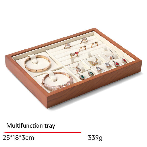 Jewelry Display Tray Multifunction Pendant, Ring, Earring Tray & Microfiber, Wood With Dust Cover TR026-h