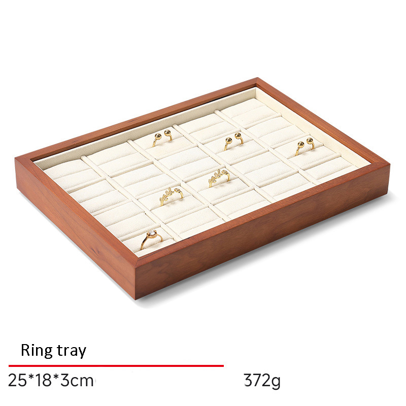 Jewelry Display Tray Multifunction Pendant, Ring, Earring Tray & Microfiber, Wood With Dust Cover TR026-i