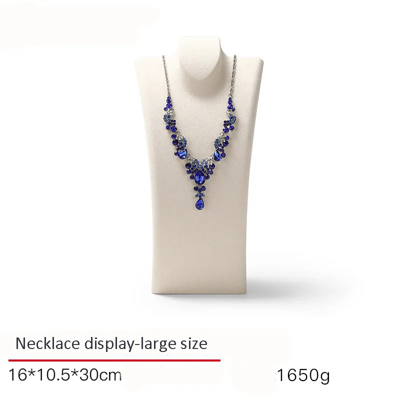 Necklace Jewelry Display Stand Grey, Beige Color & Velvet, Leather Material NK033-d