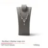 Necklace Jewelry Display Stand Grey, Beige Color & Velvet, Leather Material NK033-e