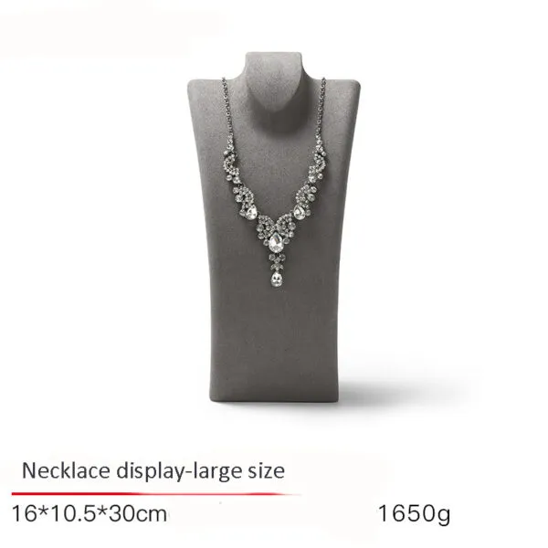 Necklace Jewelry Display Stand Grey, Beige Color & Velvet, Leather Material NK033-e