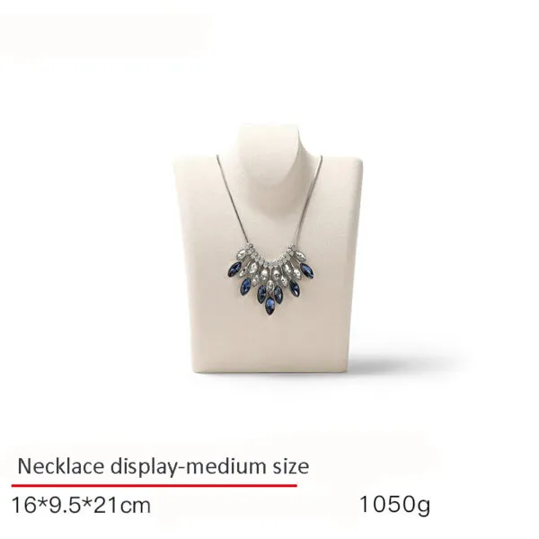Necklace Jewelry Display Stand Grey, Beige Color & Velvet, Leather Material NK033-f