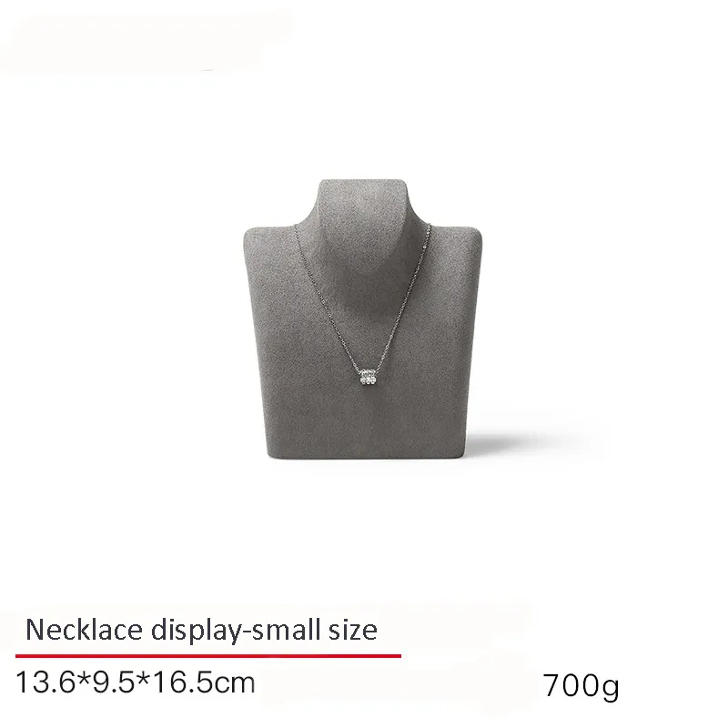 Necklace Jewelry Display Stand Grey, Beige Color & Velvet, Leather Material NK033-g