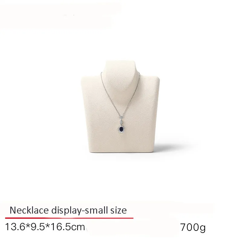 Necklace Jewelry Display Stand Grey, Beige Color & Velvet, Leather Material NK033-h