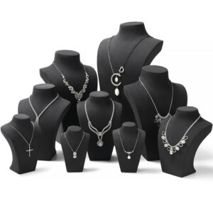 Necklace Jewelry Display Stand Black Color & Microfiber Material NK039-a