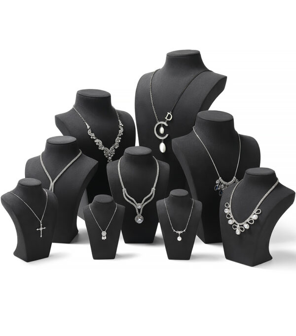 Necklace Jewelry Display Stand Black Color & Microfiber Material NK039-a