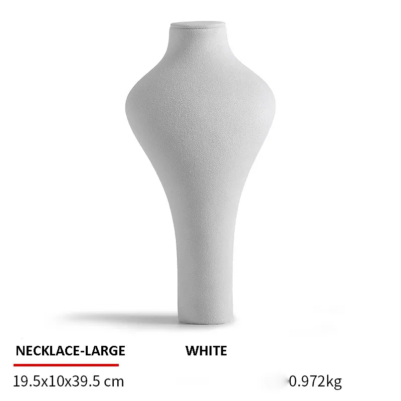 Necklace Jewelry Display Stand Dark Grey, White, Orange Color & Microfiber Material NK048-d