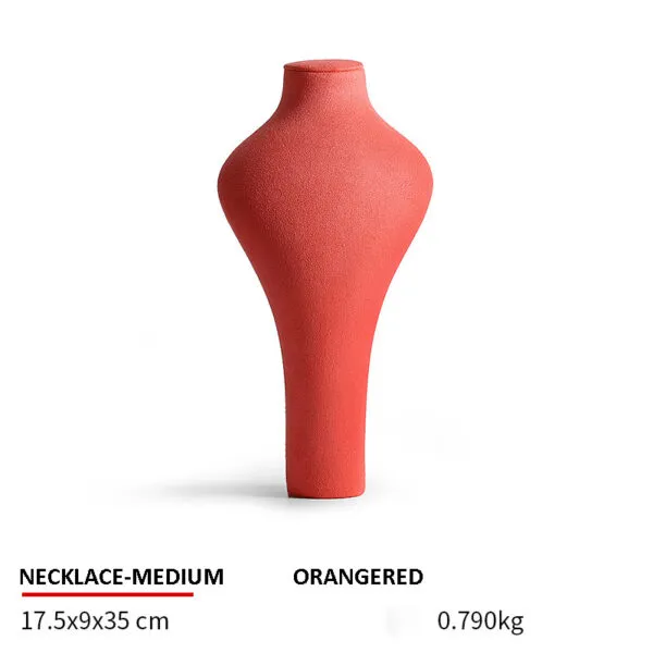 Necklace Jewelry Display Stand Dark Grey, White, Orange Color & Microfiber Material NK048-e