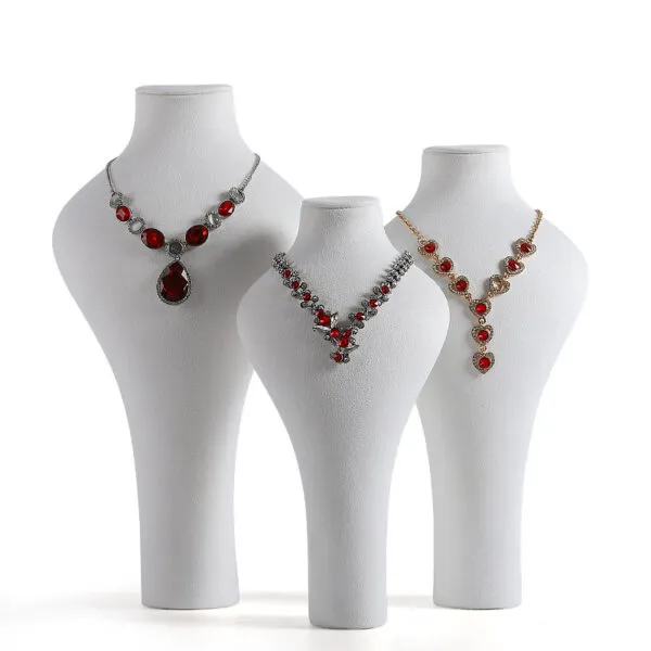 Necklace Jewelry Display Stand Dark Grey, White, Orange Color & Microfiber Material NK048-i