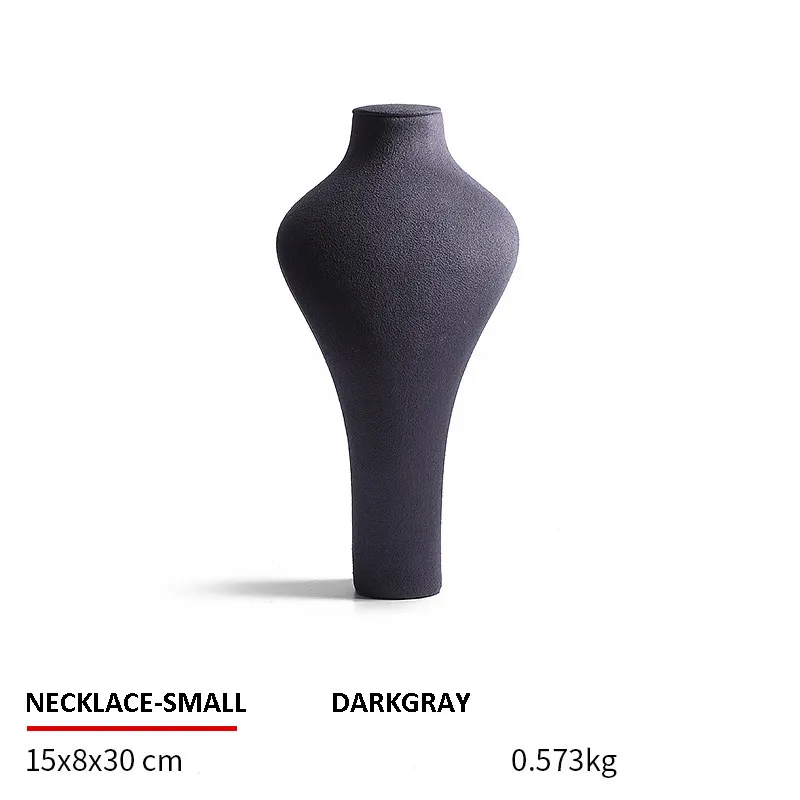 Necklace Jewelry Display Stand Dark Grey, White, Orange Color & Microfiber Material NK048-k