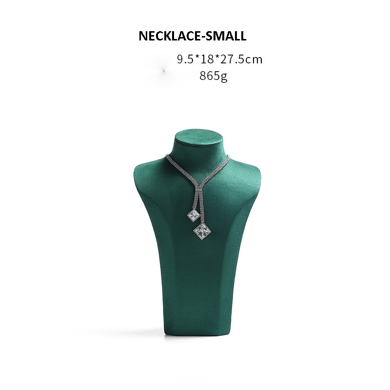 Necklace Jewelry Display Stand Green Color & Microfiber Material NK045-e