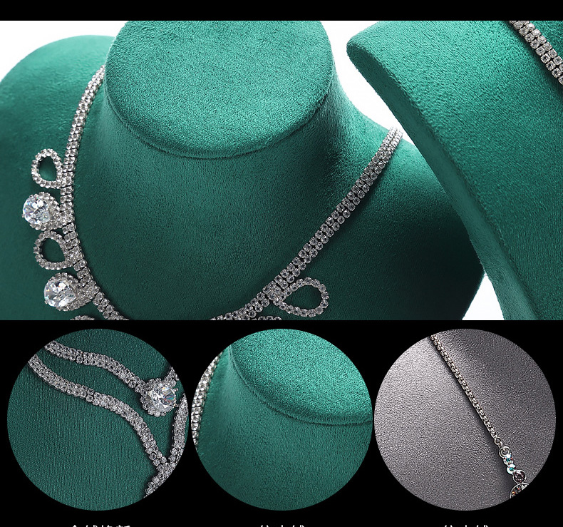 Necklace Jewelry Display Stand Green Color & Microfiber Material NK045-f