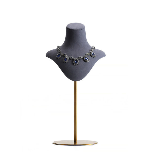 Necklace Jewelry Display Stand Grey, White Color & Microfiber, Metal Material NK049-b