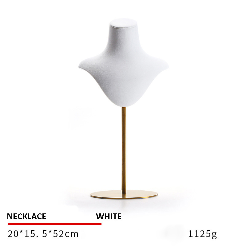 Necklace Jewelry Display Stand Grey, White Color & Microfiber, Metal Material NK049-f