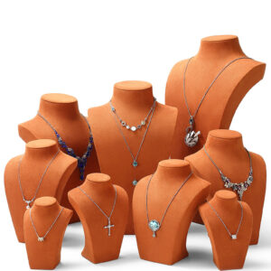 Necklace Jewelry Display Stand Orange Color & Microfiber Material NK038-a