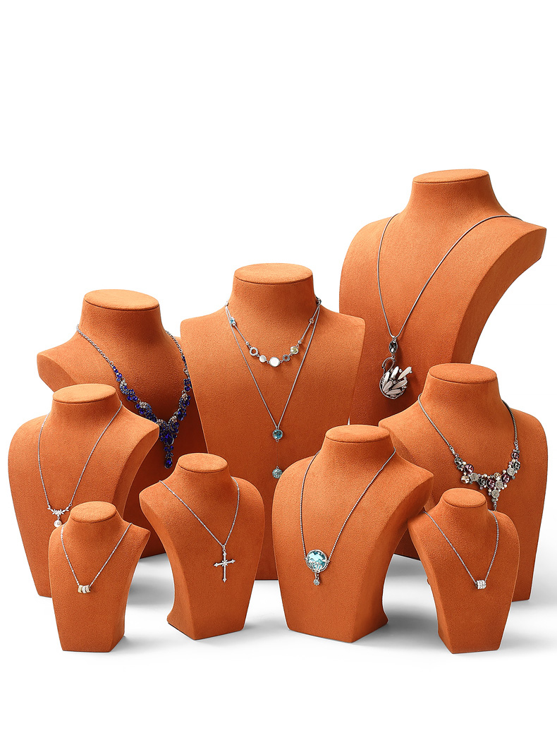 Necklace Jewelry Display Stand Orange Color & Microfiber Material NK038-a