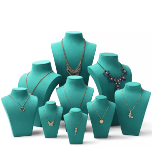 Necklace Jewelry Display Stand Tiffany Blue Color & Microfiber Material NK041-a