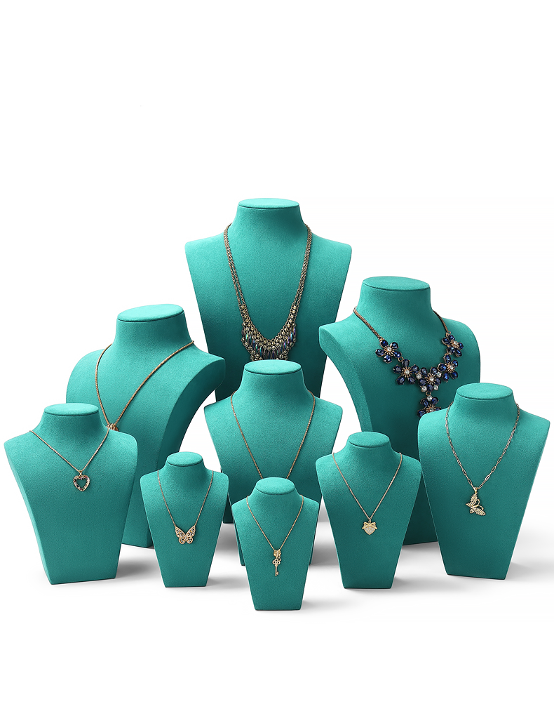 Necklace Jewelry Display Stand Tiffany Blue Color & Microfiber Material NK041-a