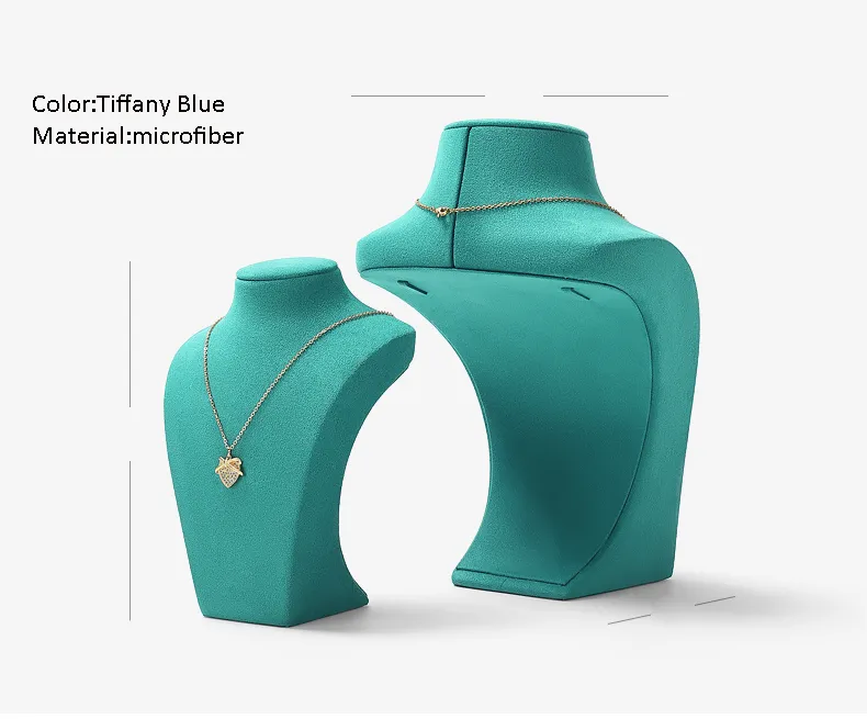 Necklace Jewelry Display Stand Tiffany Blue Color & Microfiber Material NK041-g