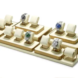 Watch Display Stand Set Beige Color & Microfiber Beige Material WS019-a